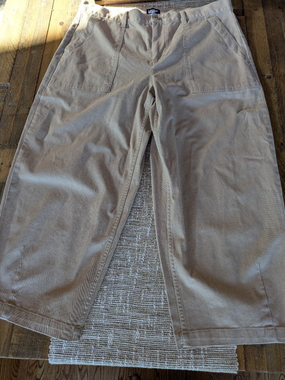 LL Bean Classic Fit Curve Women's Straight Leg Chino Khaki Pants Size 16 P #424